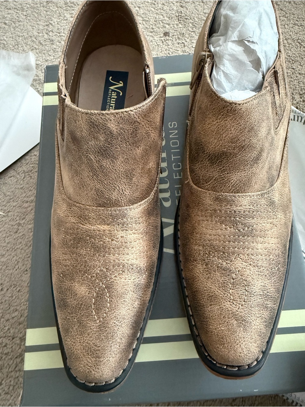 Women’s Tan Distressed Leather Slip-On Shoes